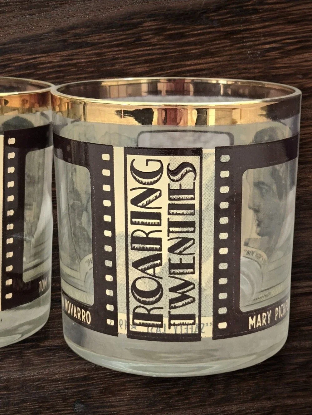 Vintage Houze Art Roaring Twenties Peek-a-boo low ball glasses Set of FOUR